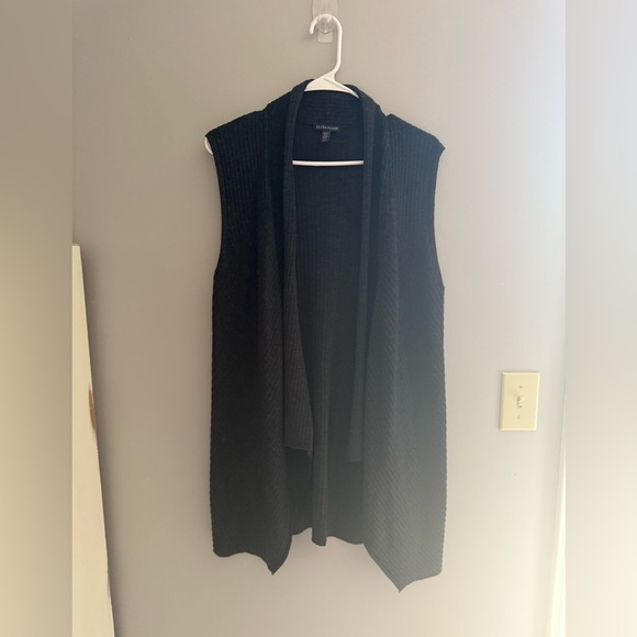 Eileen Fisher Womens Charcoal Grey Crepe Sweater Vest Cardigan SZ MD Textured - Picture 1 of 7